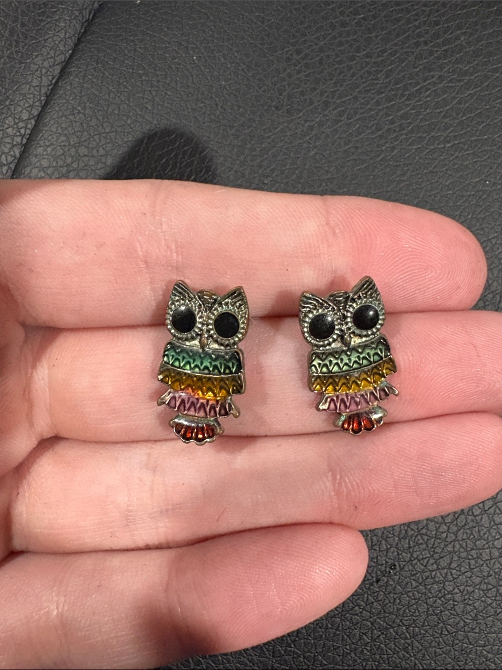 Multicolor Owl Stud Earrings - Women's Jewelry